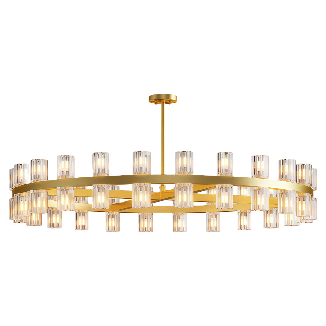 Luxury crystal chandeliers with champagne gold and elongated glass cylinder design
